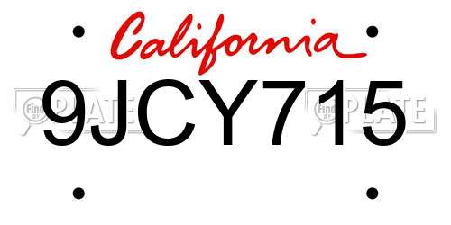 9JCY715 California License Plate