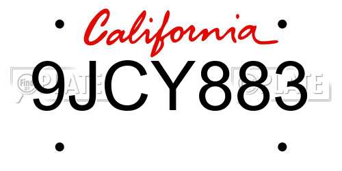 9JCY883 California License Plate