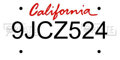 9JCZ524 California License Plate
