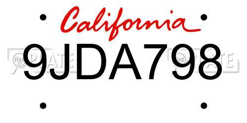 9JDA798 California License Plate