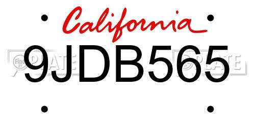 9JDB565 California License Plate
