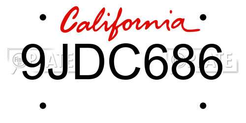 9JDC686 California License Plate