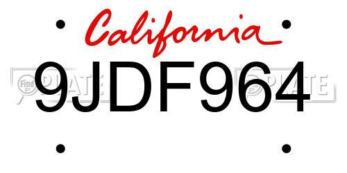 9JDF964 California License Plate