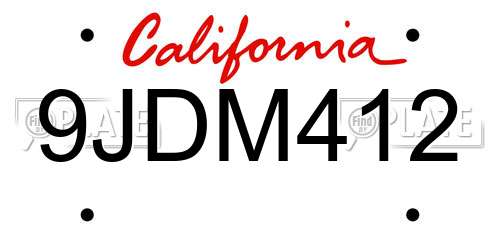 9JDM412 California License Plate