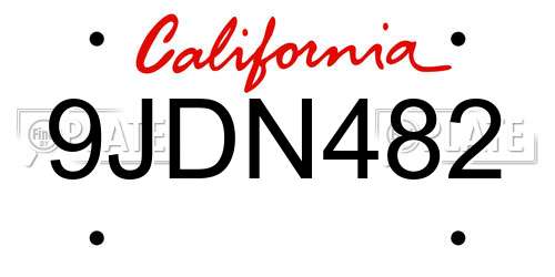 9JDN482 California License Plate