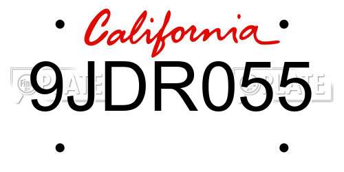 9JDR055 California License Plate