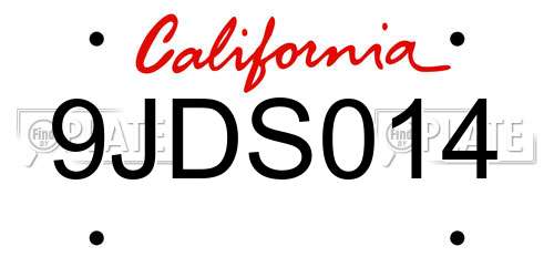 9JDS014 California License Plate