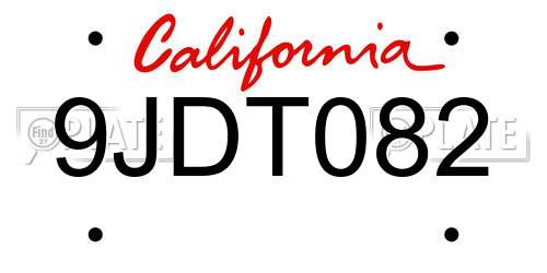 9JDT082 California License Plate