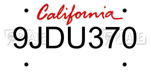 9JDU370 California License Plate