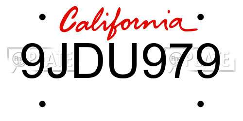 9JDU979 California License Plate