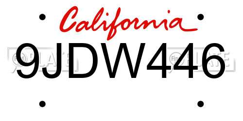 9JDW446 California License Plate