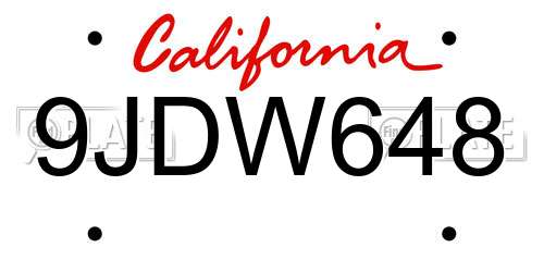 9JDW648 California License Plate
