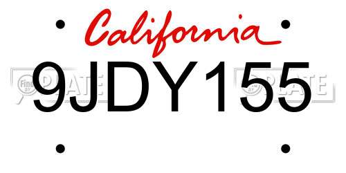 9JDY155 California License Plate