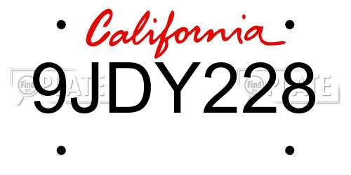 9JDY228 California License Plate