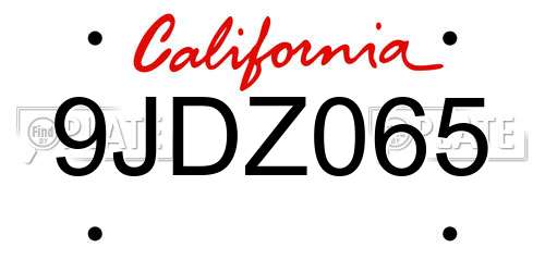9JDZ065 California License Plate