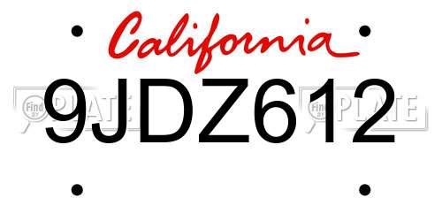 9JDZ612 California License Plate