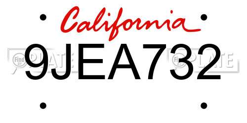9JEA732 California License Plate