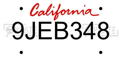 9JEB348 California License Plate