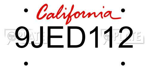 9JED112 California License Plate