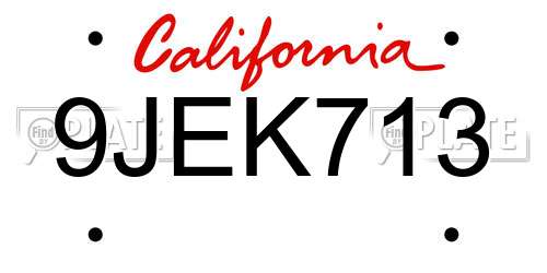 9JEK713 California License Plate