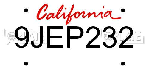 9JEP232 California License Plate