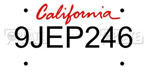 9JEP246 California License Plate