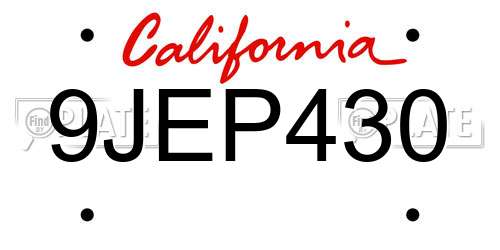 9JEP430 California License Plate