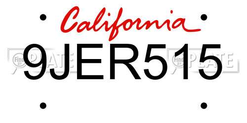 9JER515 California License Plate