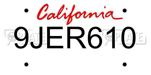 9JER610 California License Plate