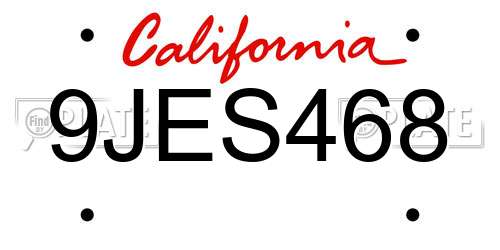 9JES468 California License Plate