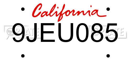 9JEU085 California License Plate