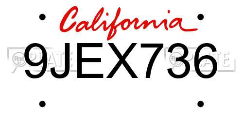 9JEX736 California License Plate