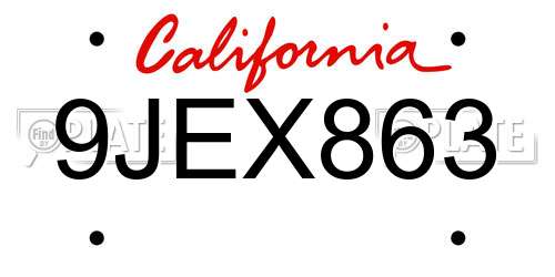 9JEX863 California License Plate