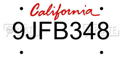 9JFB348 California License Plate