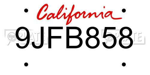 9JFB858 California License Plate