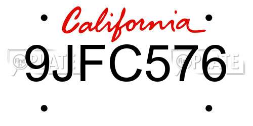 9JFC576 California License Plate