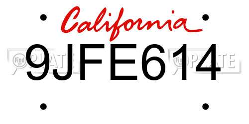 9JFE614 California License Plate