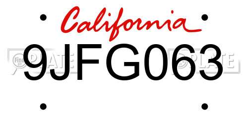 9JFG063 California License Plate