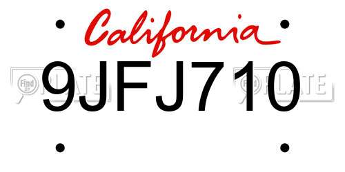 9JFJ710 California License Plate