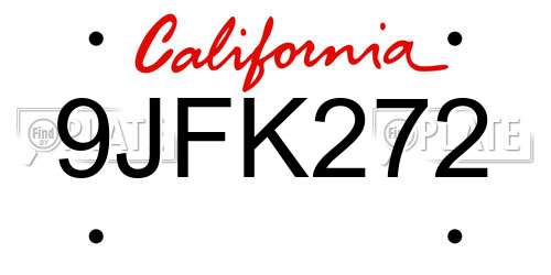 9JFK272 California License Plate