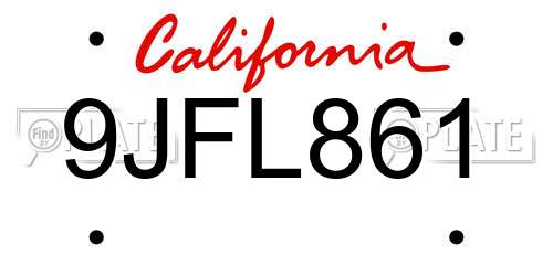 9JFL861 California License Plate