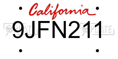 9JFN211 California License Plate