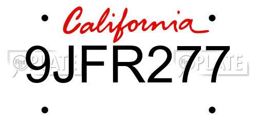 9JFR277 California License Plate
