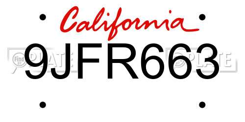 9JFR663 California License Plate