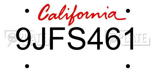 9JFS461 California License Plate