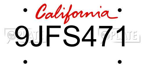 9JFS471 California License Plate
