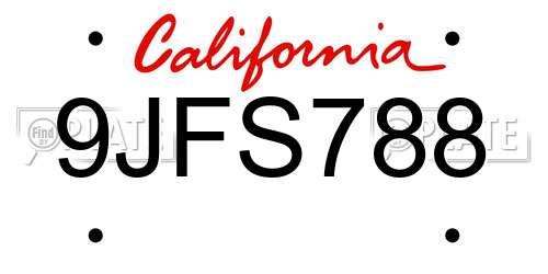 9JFS788 California License Plate