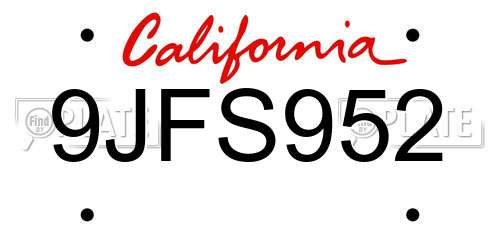 9JFS952 California License Plate