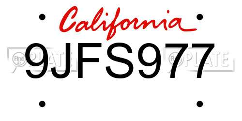 9JFS977 California License Plate