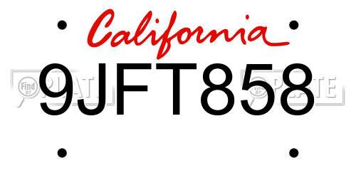 9JFT858 California License Plate